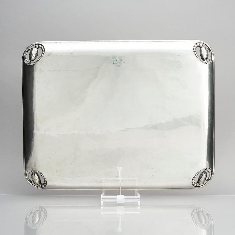 Georg Jensen, a Magnolia/Blossom tray, design nr 2, executed in Copenhagen 1919, 830/1000 silver.