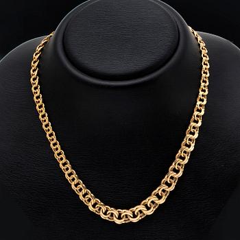 Bismarck-länk 18K guld, doserad ca 45 x 1 cm, 38,9 g.