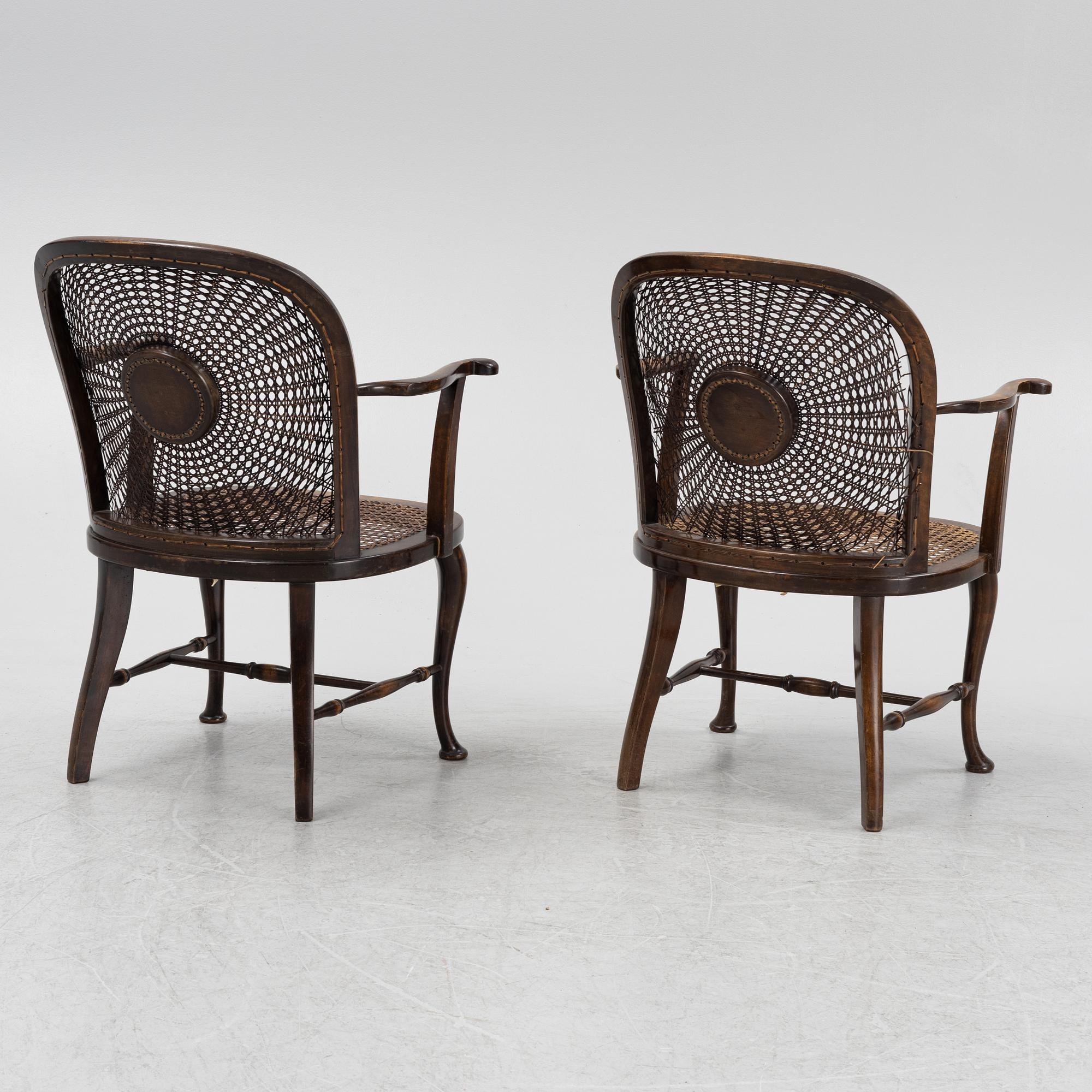 A pair of rattan chairs, first half of the 20th Century.