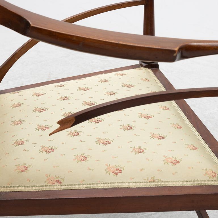 Soffa, 2 karmstolar, stol, jugend, omkring år 1900.