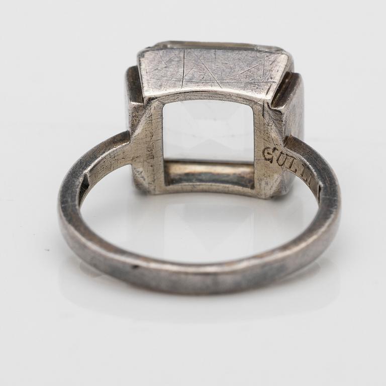 Wiwen Nilsson, Ring, sterling silver with faceted rock crystal, Lund 1947.