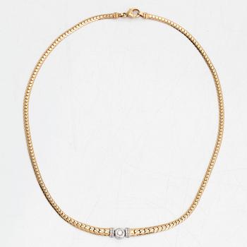 Necklace, 14K gold, with a brilliant-cut diamond approximately 0.15 ct, Finnish import marks..
