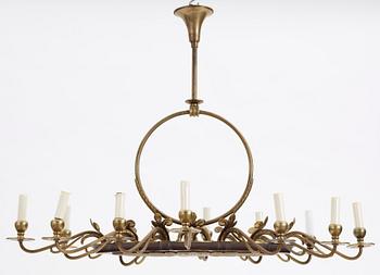 TAKLAMPA, mässing, 1930-tal. H 75.