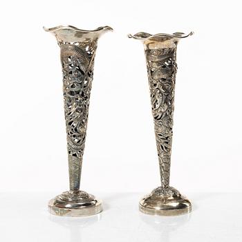 Two Chinese silver vases, circa 1900.