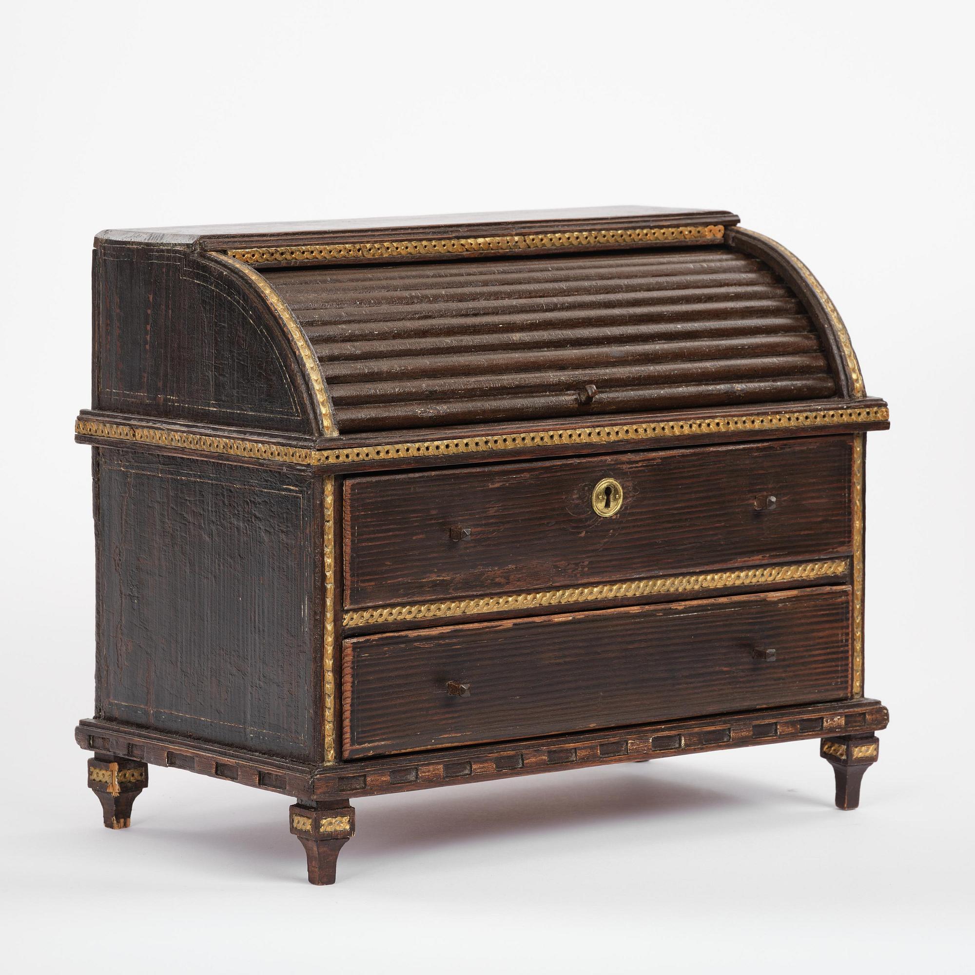 A Gustavian painted miniature escritoire.