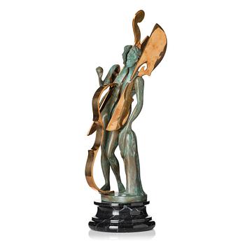 Arman, sculpture, gold- and green patinated bronze, signed and numbered 89/100.