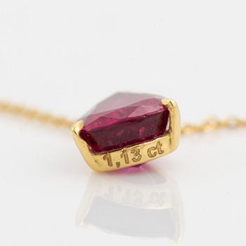 Pear shaped ruby necklace.