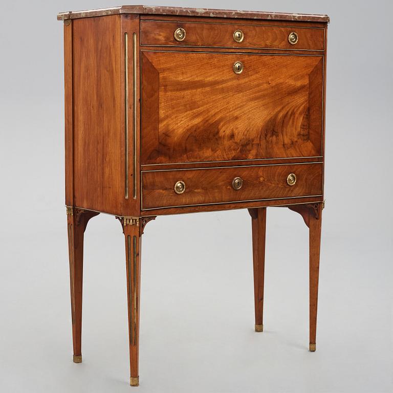 A mahogany-veneered late Gustavian secretaire by A. Scherling (master 1771-1809).