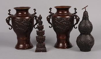 PARTI 4 delar, brons, 1900-tal. Japan, Tibet.
