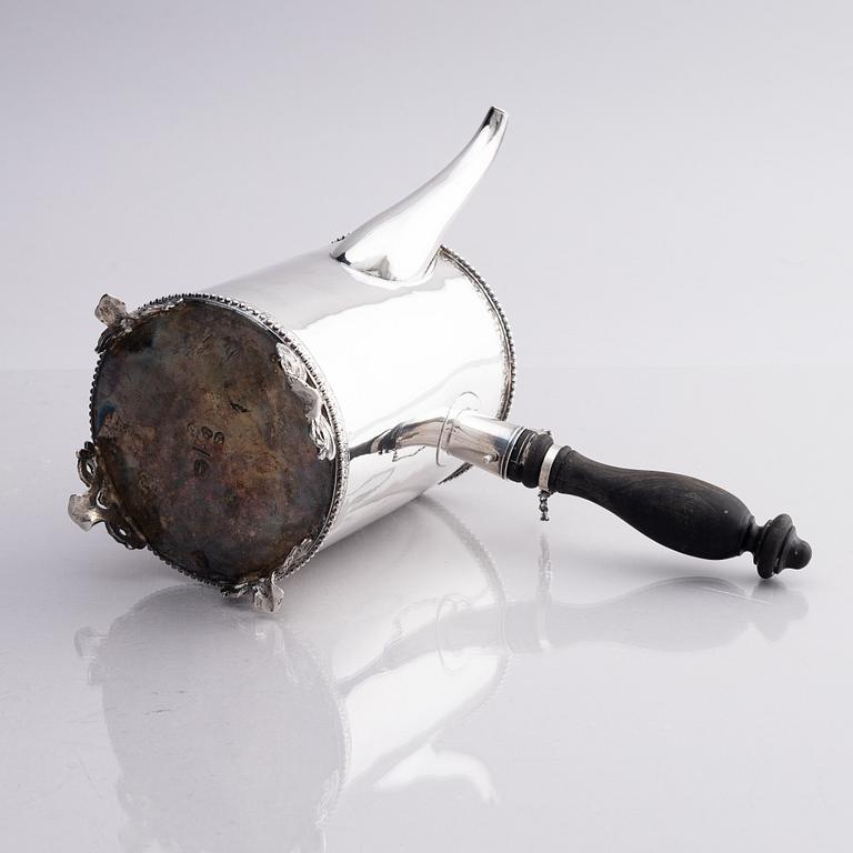 A Swedish Gustavian 18th century silver coffee-pot, mark of Petter Eneroth, Stockholm 1789.