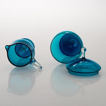 NANNY STILL, SOCKERSKÅL och GRÄDDSNÄCKA "Harlekin", glas, Riihimäen lasi.