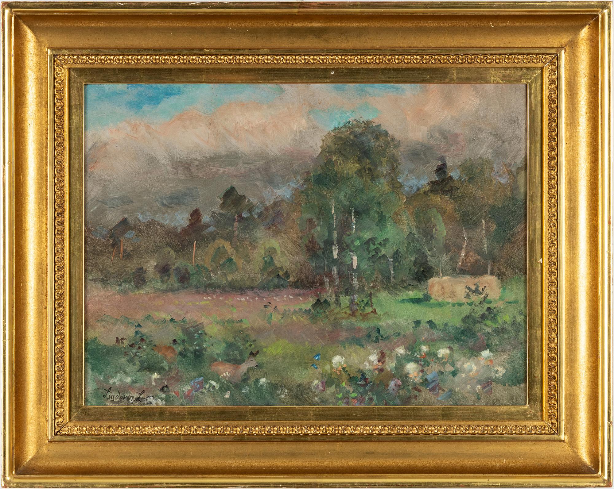 Lindorm Liljefors, Sommarlandskap med rådjur.