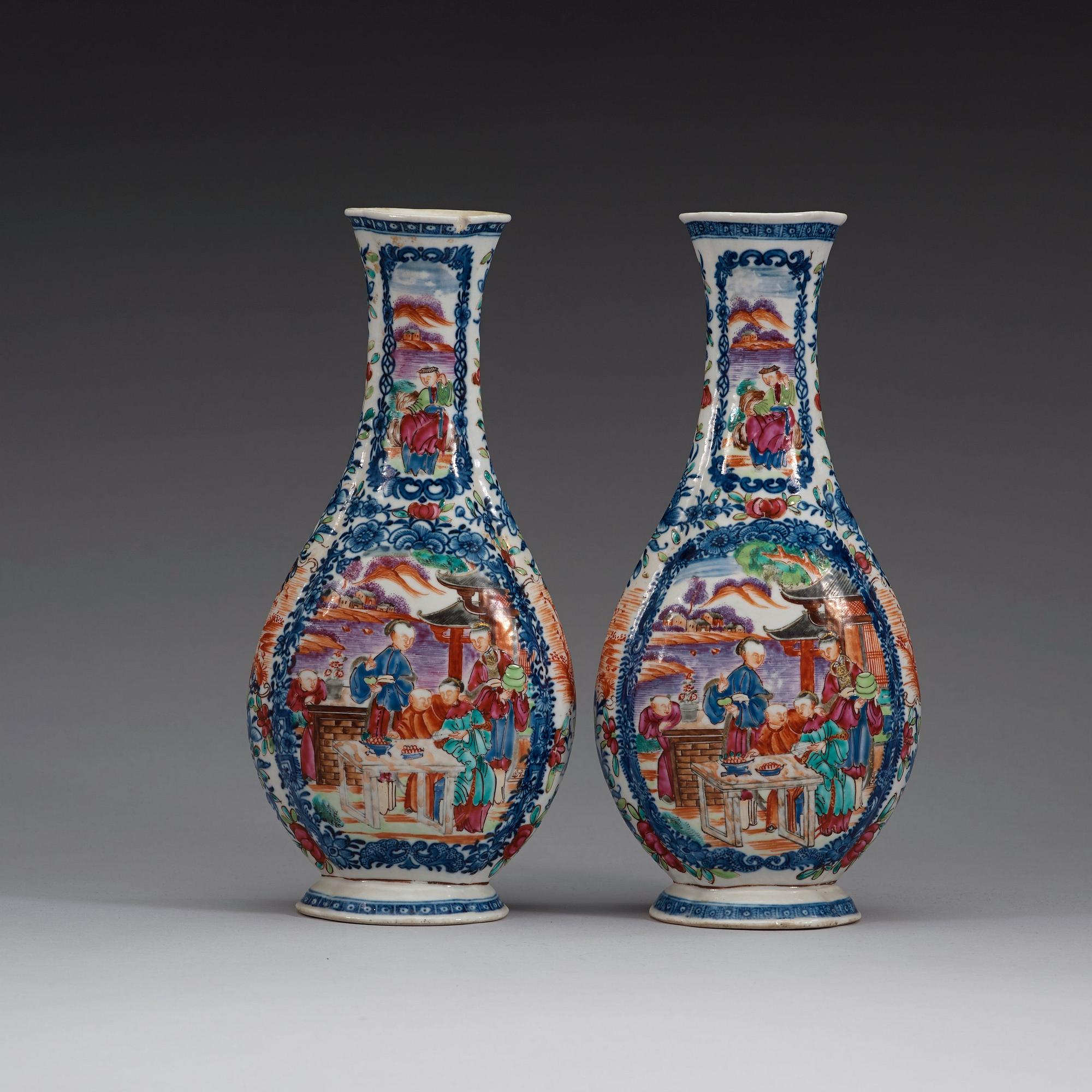 A pair of famille rose vases, Qing dynasty, Qianlong (1736-95).