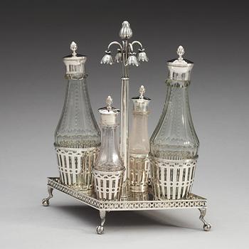 A Swedish 18th century silver cruet-set, makers mark of  Johan Wilhelm Zimmerman, Stockholm 1799.