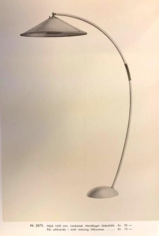 Bröderna Malmströms Metallvarufabrik, a floor lamp model "2673", Malmö, 1940s.