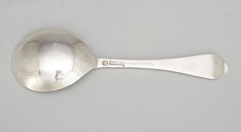 A Swedish 18th century parcel-gilt spoon, makers mark of Johan Wickman, Hudiksvall (1750-1755 (1758)).
