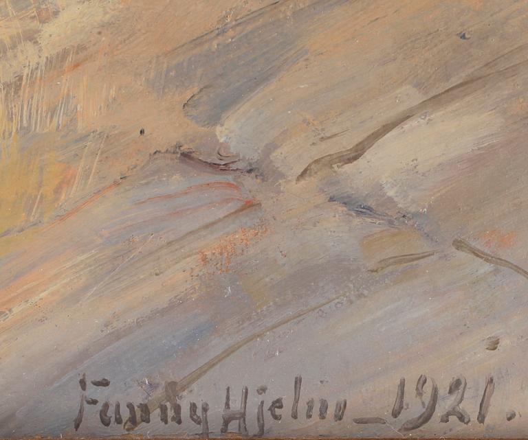 FANNY HJELM, olja på pannå, sign o dat 1921.