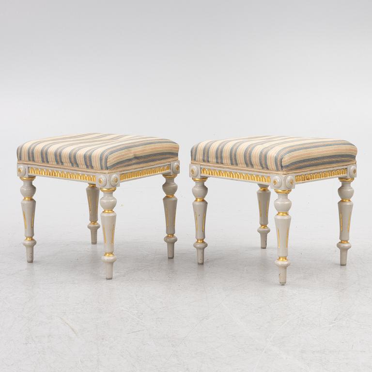 A pair of Gustavian style stools, 19th century.