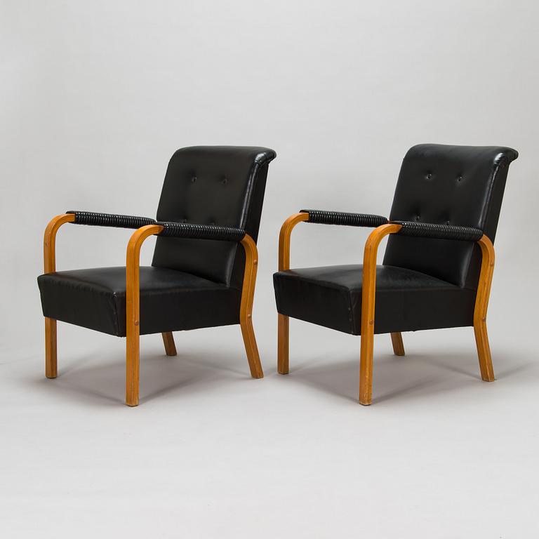 Alvar Aalto, a pair of mid-20th century '47' armchairs for, O.Y. Huonekalu- ja Rakennustyötehdas A.B.