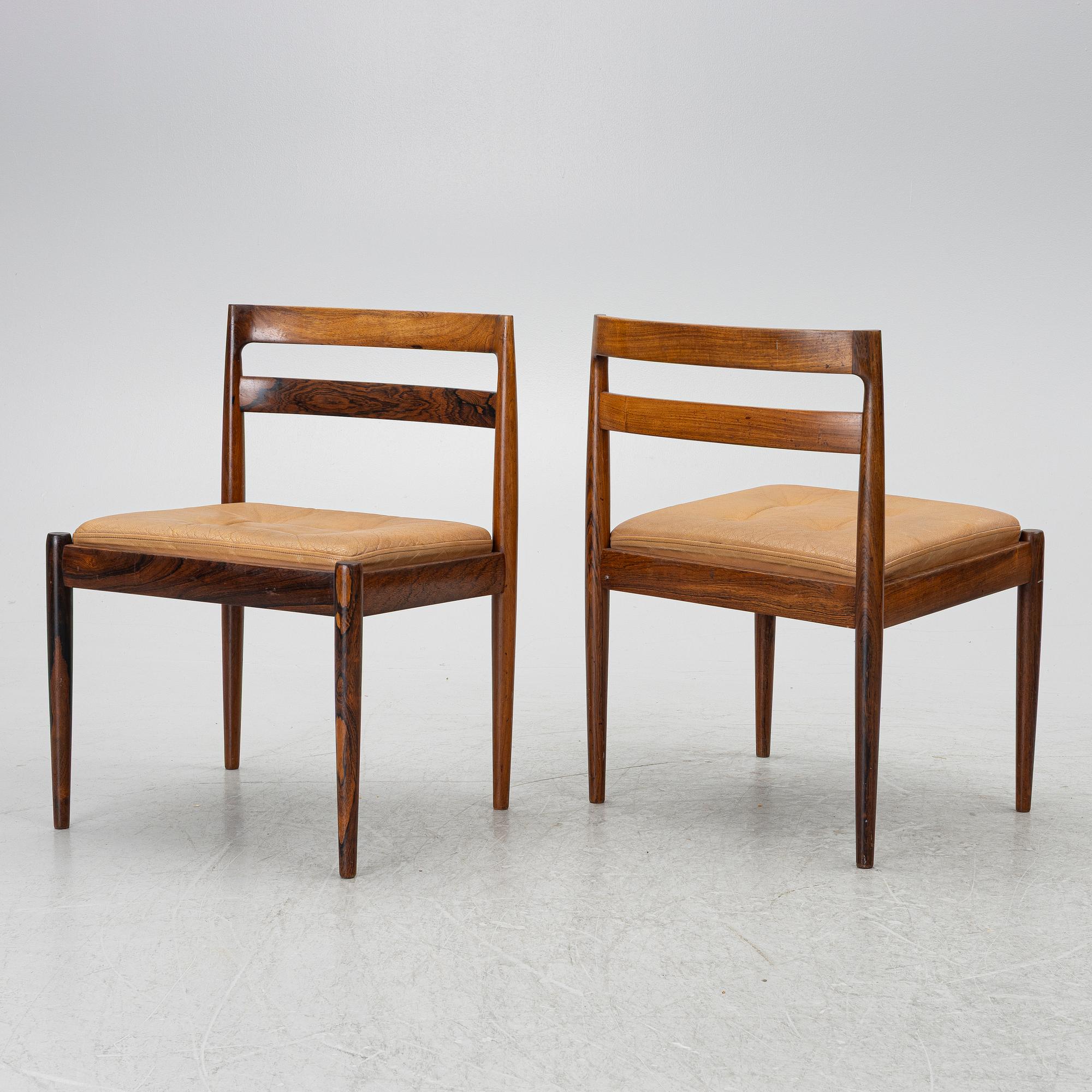 Kai Kristiansen, Stolar, 6 st, "Univers" modell 301, Magnus Olesen, Durup, Denmark, 1960-tal.