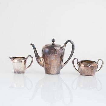 Kaffeservis, 3 delar, silver, C.G Hallberg, Stockholm 1914.