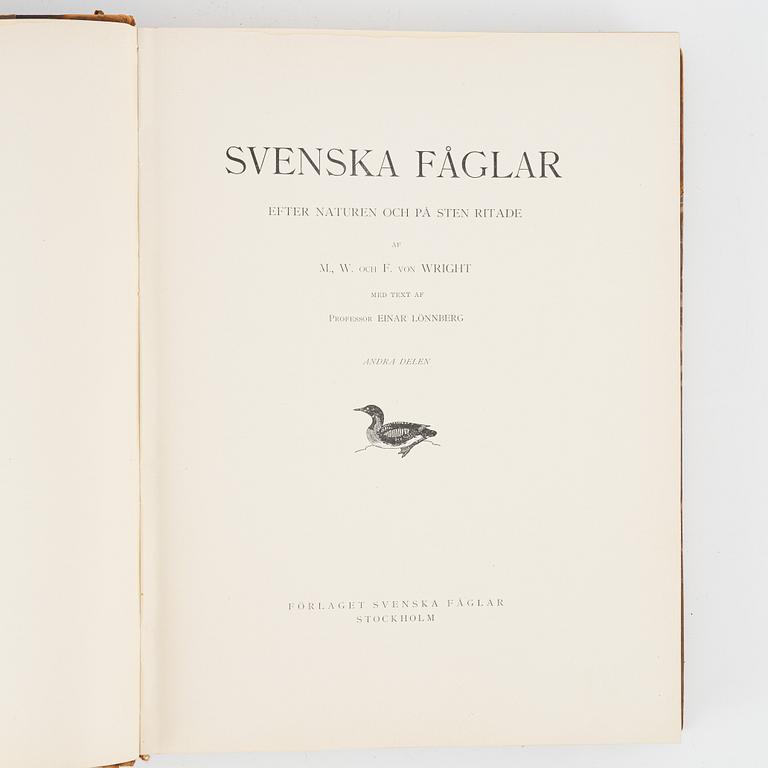 Bröderna von Wright, bokverk, 3 band, "Svenska fåglar", A. Börtzells tryckeri AB, Stockholm, 1924-1929.