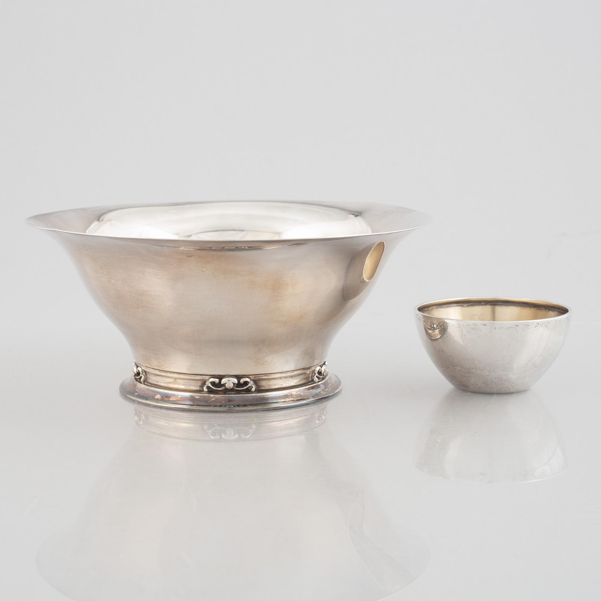 Two Swedish silver bowls, including mark of GAB, Stockholm 1930.