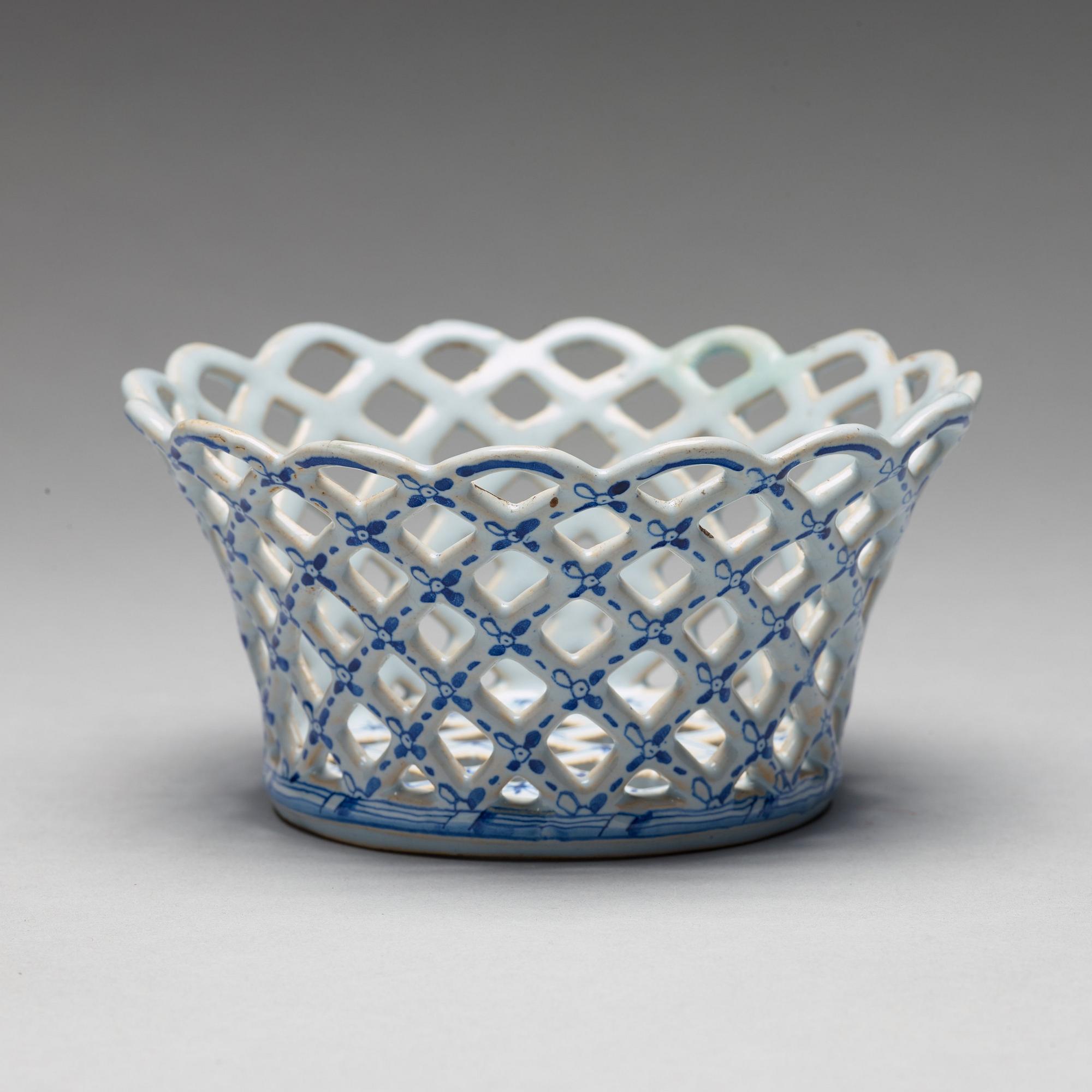 A faience chestnut basket, presumably Marieberg, after 1766.