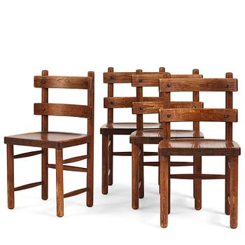 259. Axel Einar Hjorth, a set of four stained pine "Sandhamn" chairs, Nordiska Kompaniet, Sweden 1933.