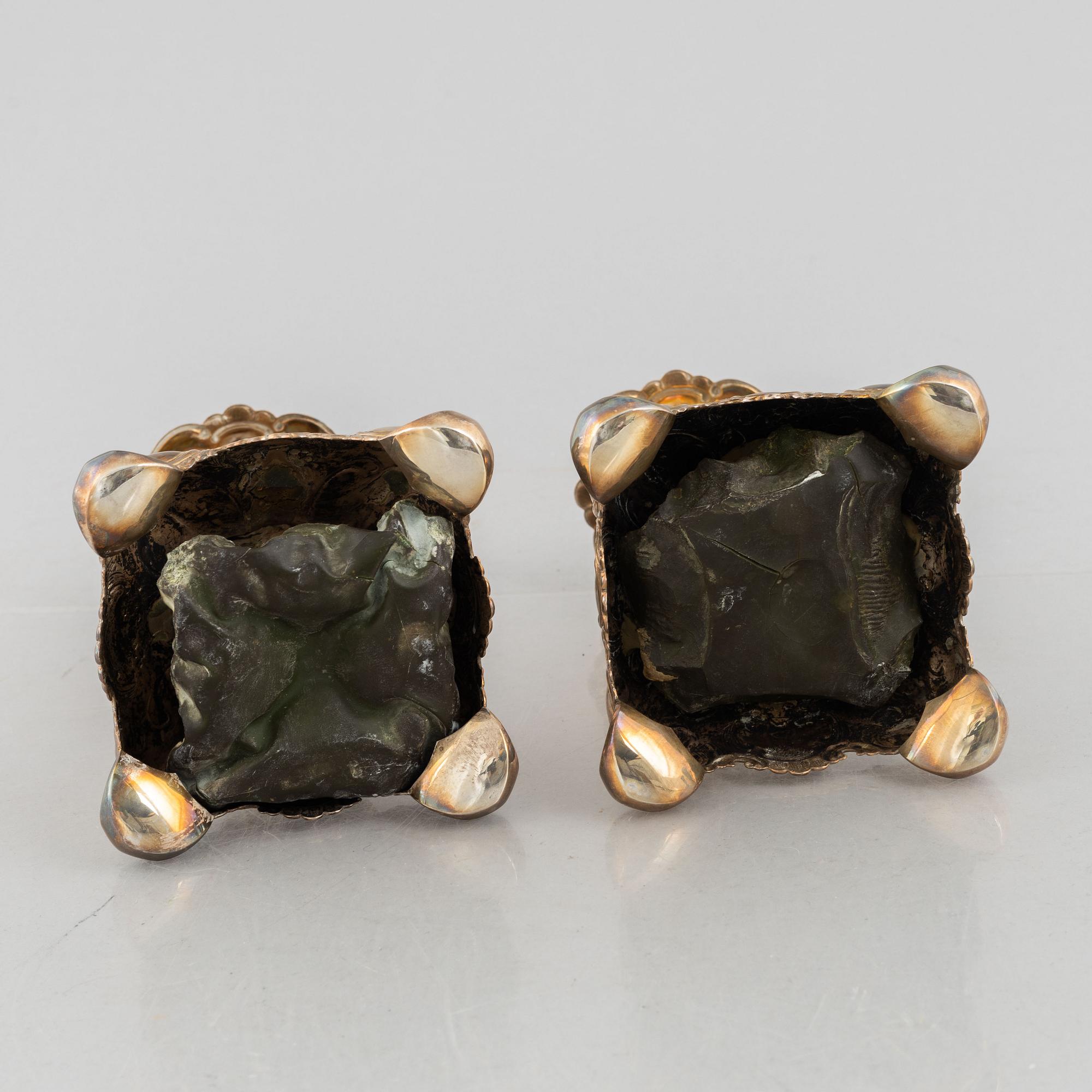 Ljusstakar, två par, silver, bl.a GAB, Stockholm, 1961.