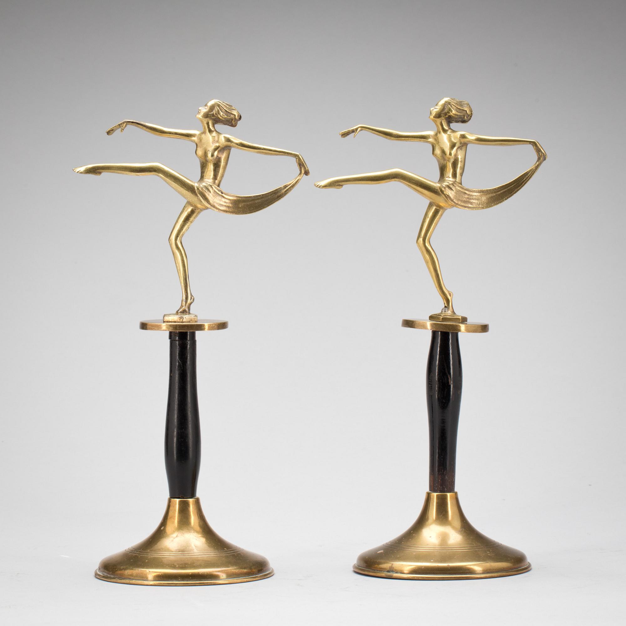 STATYETTER, ett par, art deco. 1900-talets första hälft.