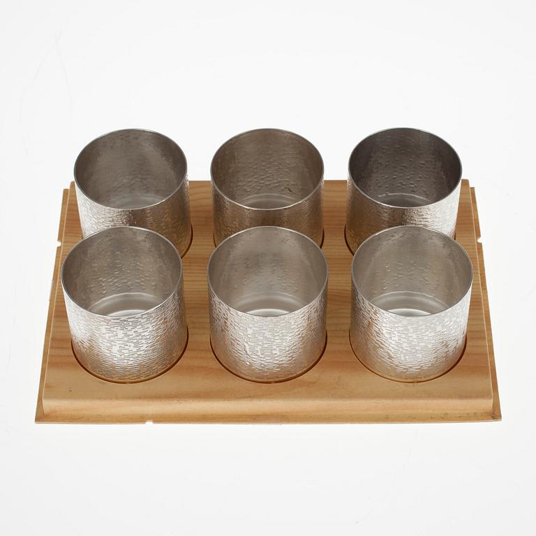 BÄGARE, 6 st, silver, Hopeakeskus, 1974. Vikt ca 421 g.