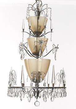 A chandelier attributed to Edward Hald, Sweden 1920's.