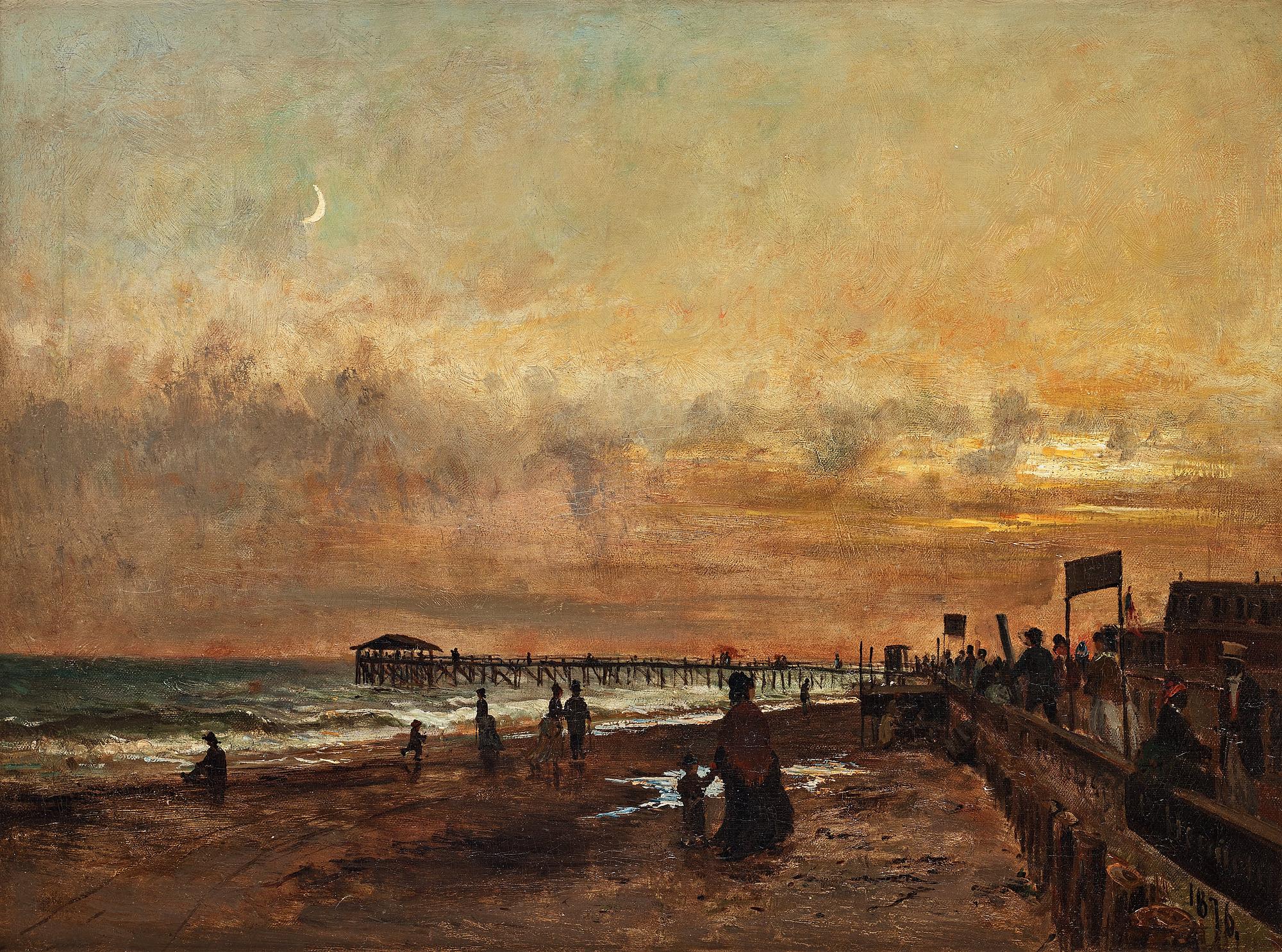 Olof Hermelin, Evening by the pier, scene from the United States of America.