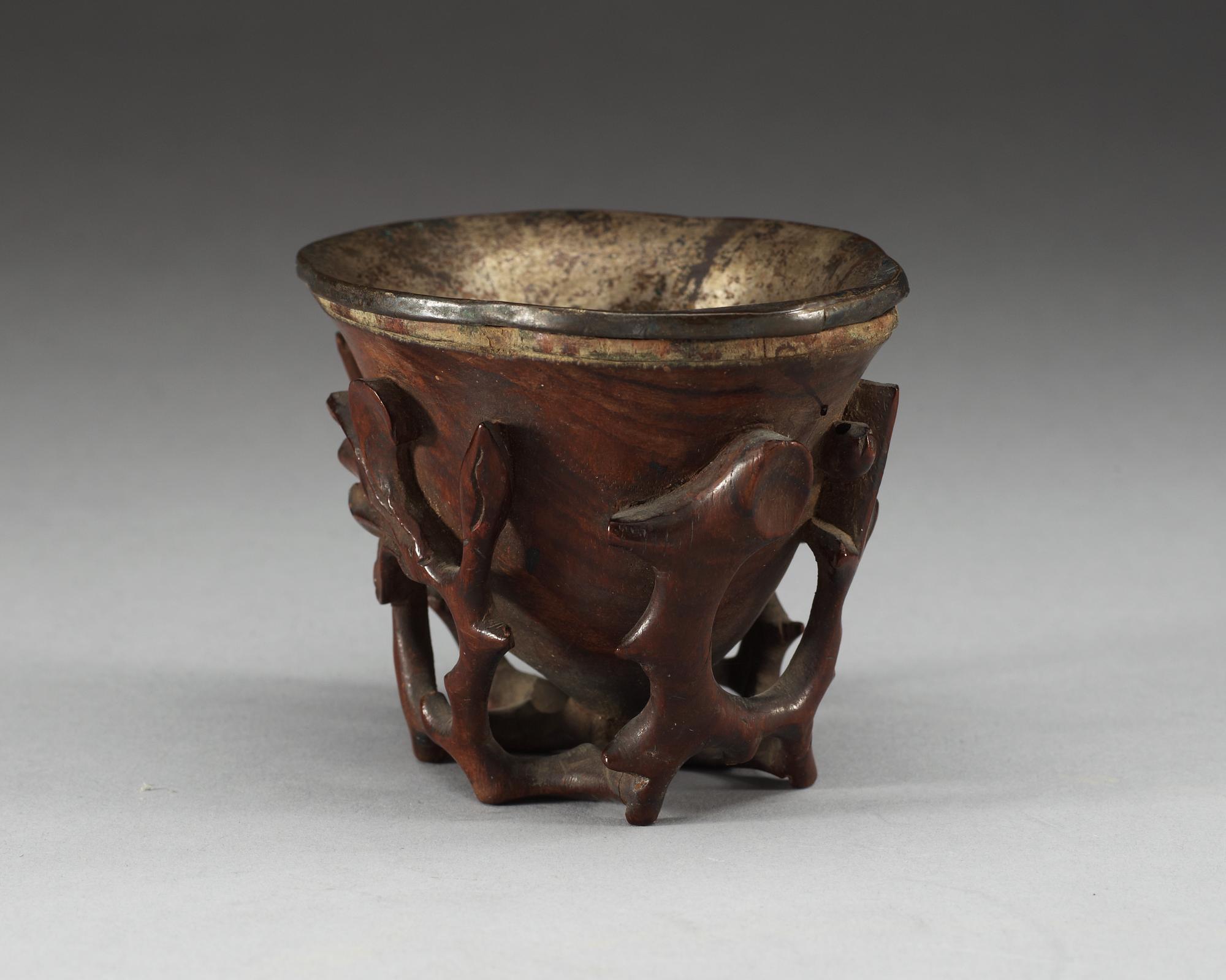 A carved bambu libation cup, Qing dynasty.
