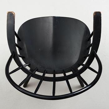 Uno Åhrén, a black stained birch chair, Gemla Sweden 1930's. This model was introduced at the 1930 Stockholm Exhibition.