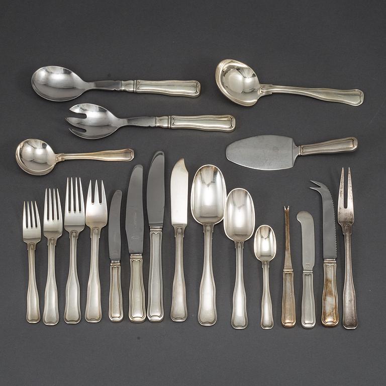 GEORG JENSEN, 161 psc sterling silver cutlery 'Old Danish/Dobbeltriflet', Denmark.