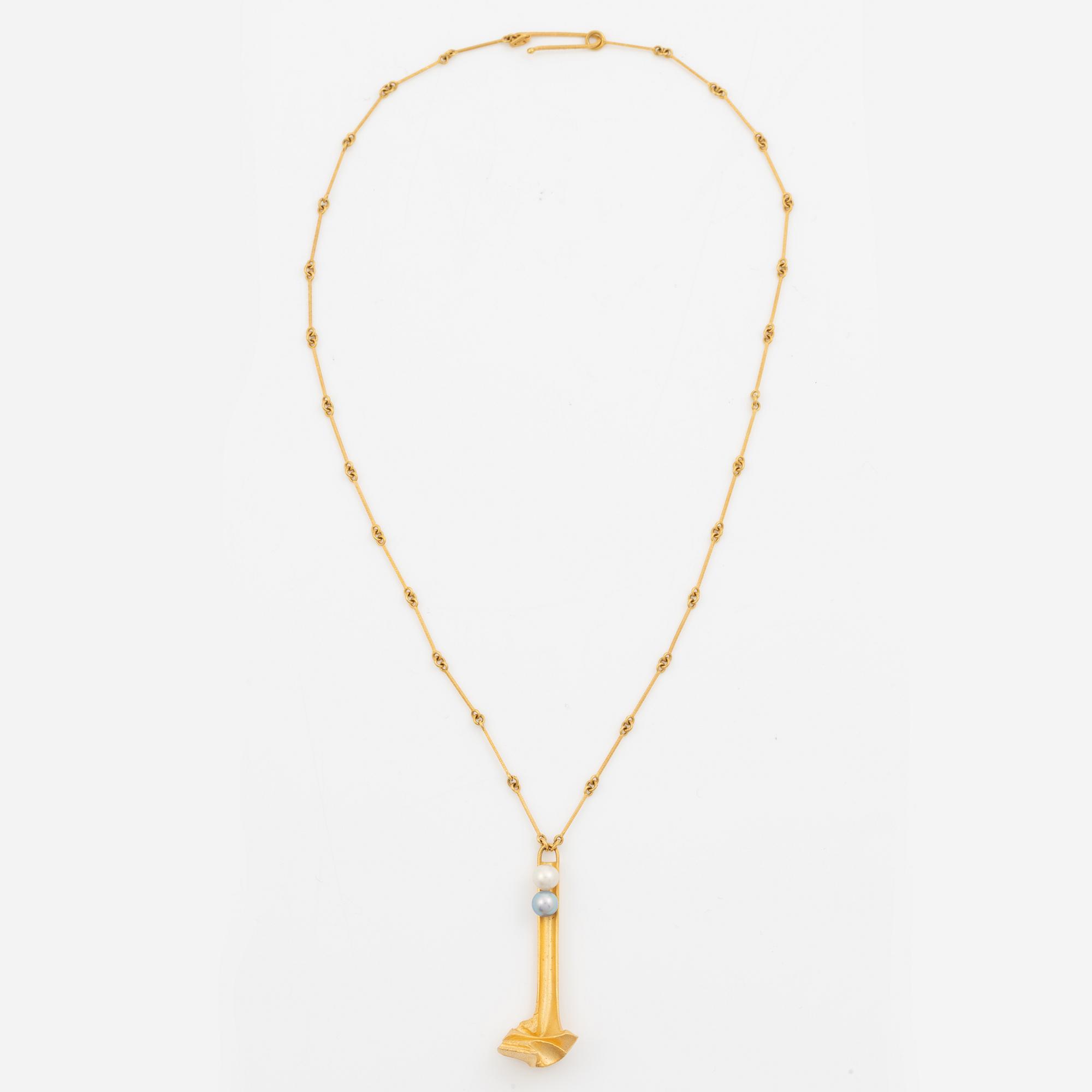 Björn Weckström, Necklace "Arousal", 18K gold with pearls. Lapponia 1979.