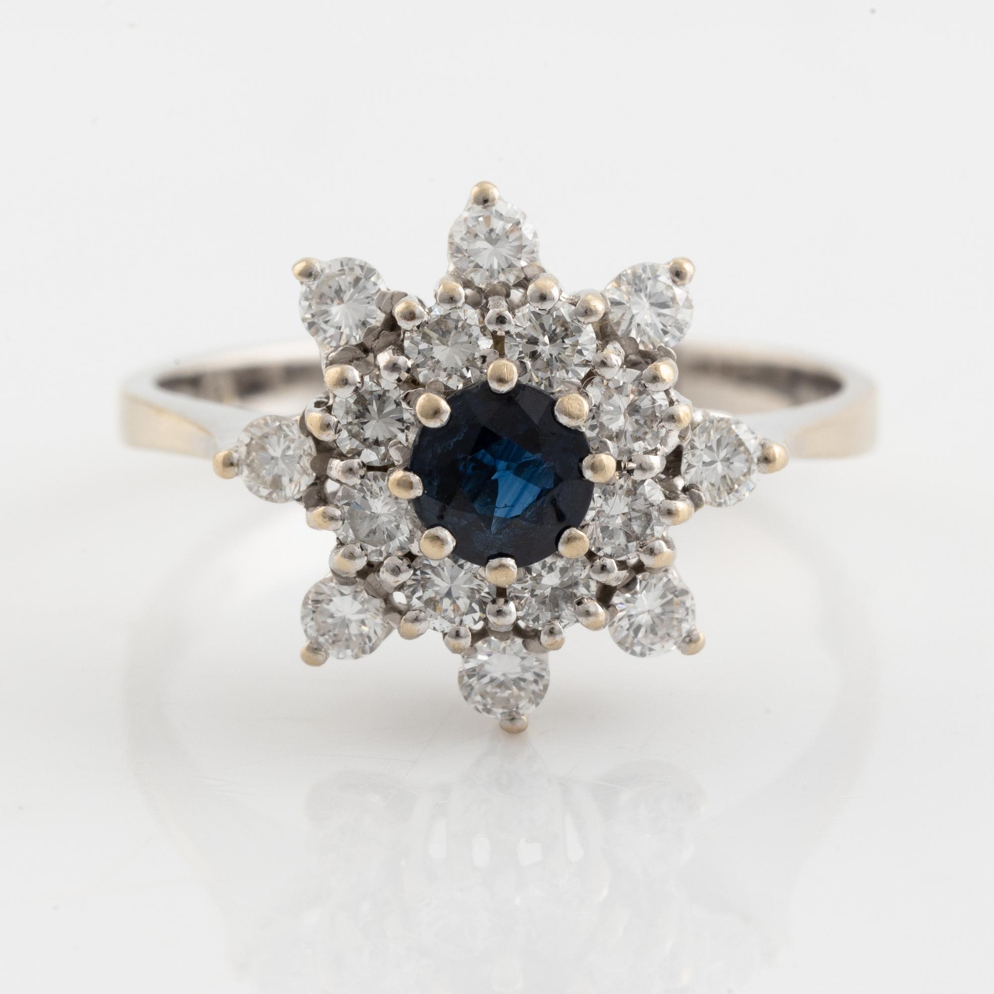 Sapphire and brilliant cut diamond ring.