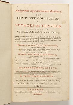 JOHN HARRIS (1667?-1719), 2 vol, Navigantium atque Itinerantium Bibliotheca or a compleat Collection of Voyages and Travels, andra utökade uppl, London 1744-48.