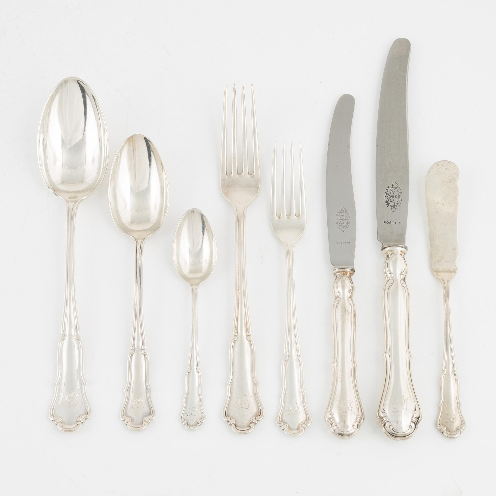 A Swedish Silver Cutlery, mark of Oscar Sjögren, Gothenburg 1927-28 (90 pieces).