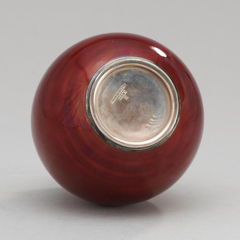 A David-Andersen sterling and red enamel vase, Norway probably 1930's.