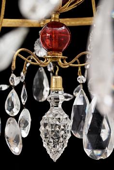 A six-light chandelier by Fischer, St Petersburg 1797. Signed "FECIT I A S FISCHER ST PETERSBURG 1797".