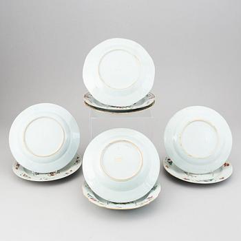 Ten famille rose export porcelain plates, Qing dynasty, Qianlong (1736-95).