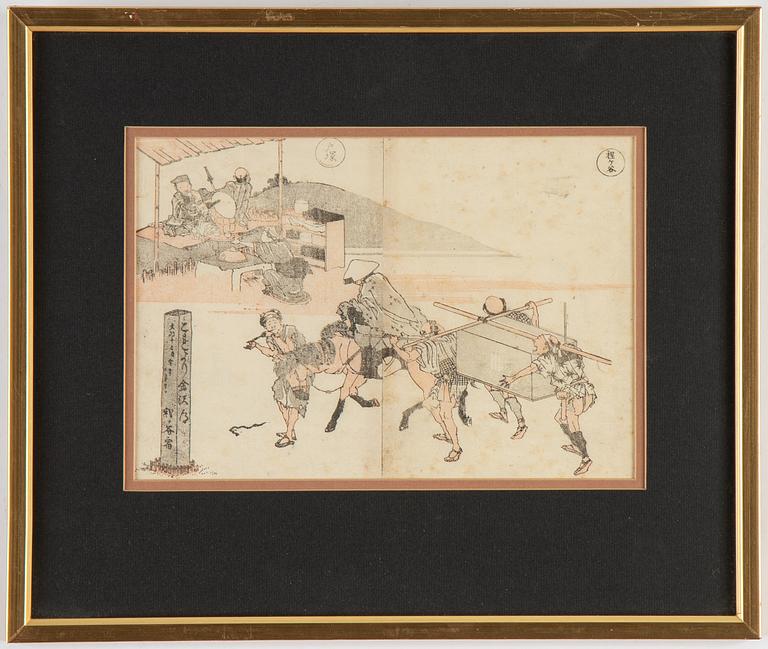 Katsushika Hokusai, Three sheets from album, Japan, 19th century.