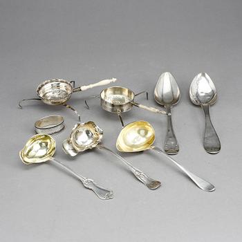 PARTI SILVER, 8 delar, bl.a Nils Johan Hagman, Sundsvall, 1822. Total vikt ca 333 gram.