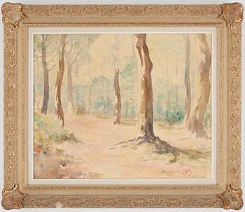 LAURITS ANDERSEN RING. Olja på papp-pannå. Sign LA Ring.