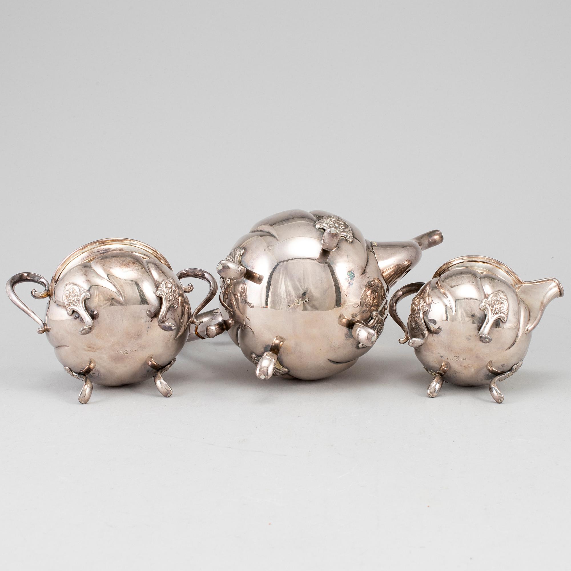 KAFFESERVIS, 3 delar, silver, Norge, 1900-talets mitt.