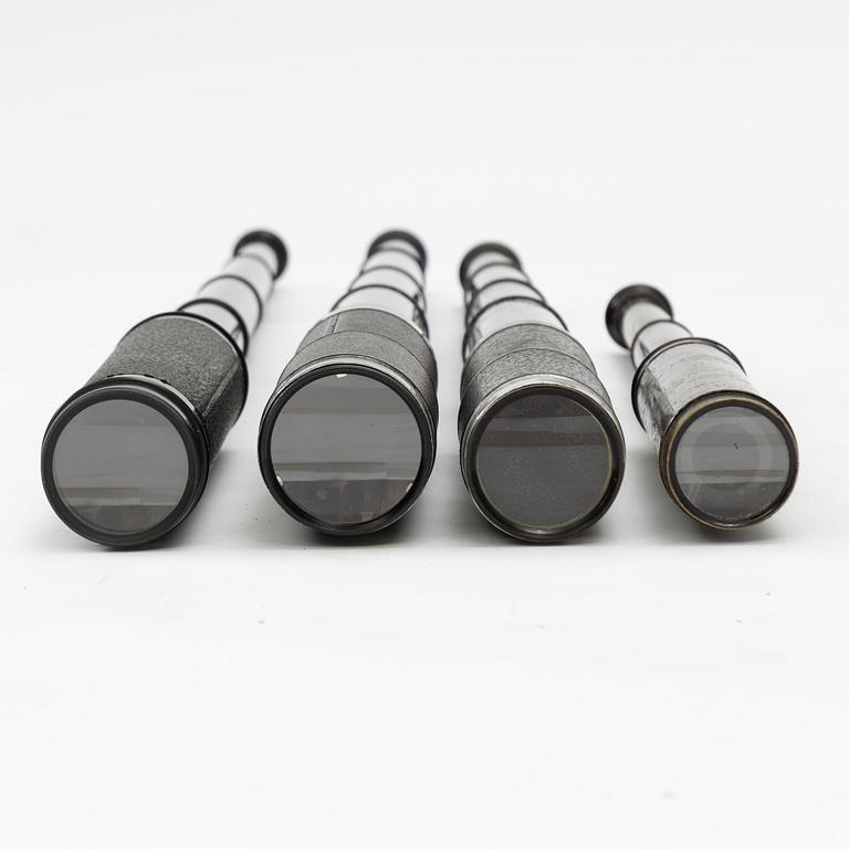 Four telescopes, 20th century, of which 2 by Busch.