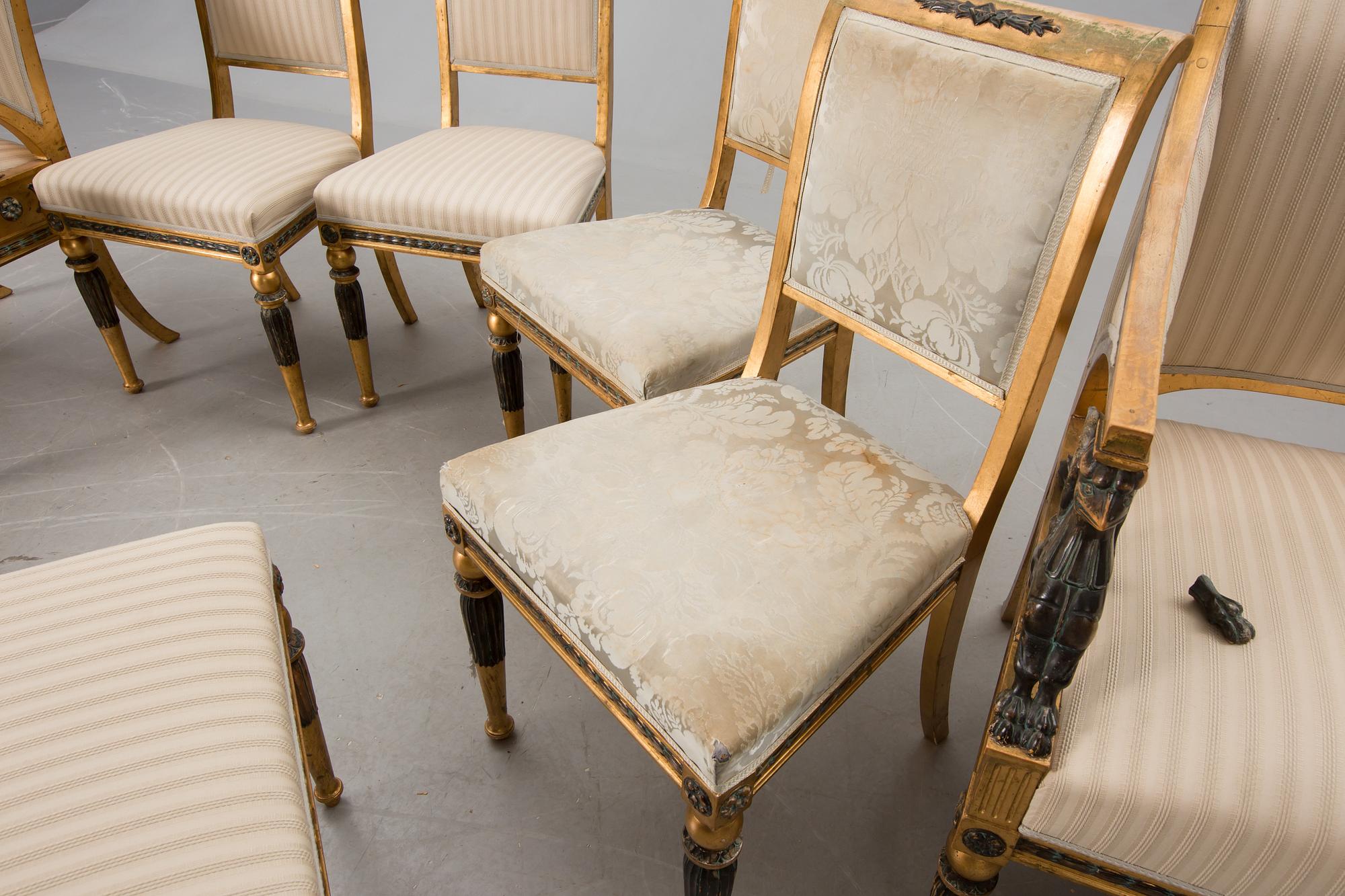 SALONGSMÖBEL, 10 delar, empirestil, 1900-talets början.